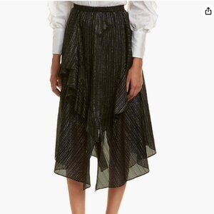 BCBGMAXAZRIA Women's A-line Metallic Striped Black Skirt Size XXS